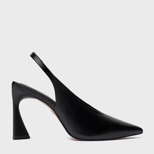 Scarpin Slingback Basic Salto Allure Couro Preto