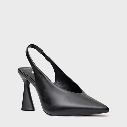 Scarpin Slingback Basic Salto Allure Couro Preto