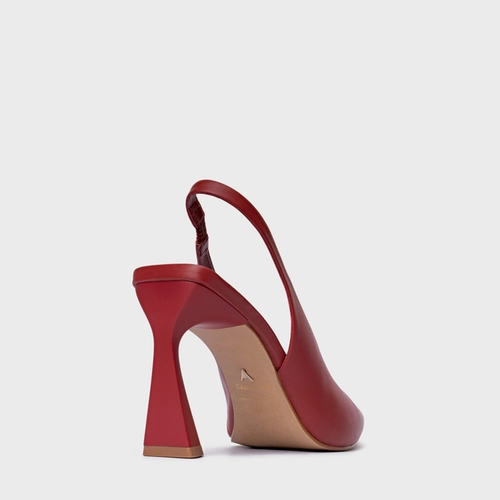 Scarpin Slingback Basic Salto Allure Couro Vermelho Spice