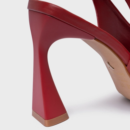 Scarpin Slingback Basic Salto Allure Couro Vermelho Spice