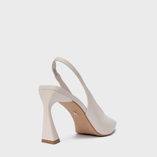 Scarpin Slingback Basic Salto Allure Couro Off White Vanilla