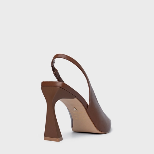 Scarpin Slingback Basic Salto Allure Couro Marrom Walnut