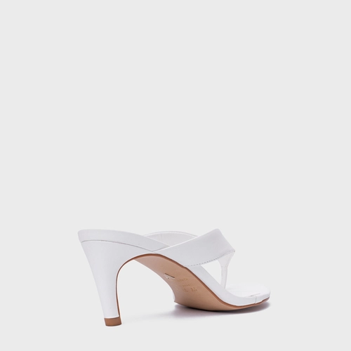 Open Mule Thong Everyday Salto Fino Couro Branco Blanc