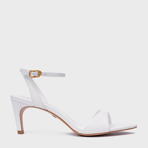 Sandália Everyday Salto Fino Couro Branco Blanc