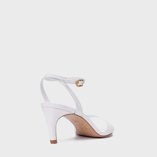 Sandália Everyday Salto Fino Couro Branco Blanc