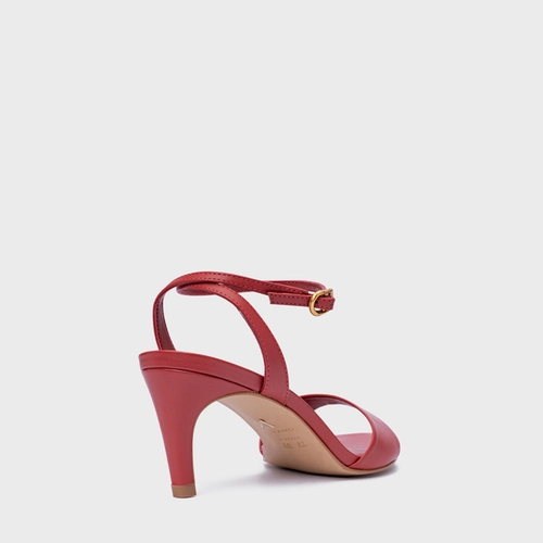 Sandália Everyday Salto Fino Couro Vermelho Spice