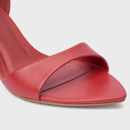 Sandália Everyday Salto Fino Couro Vermelho Spice