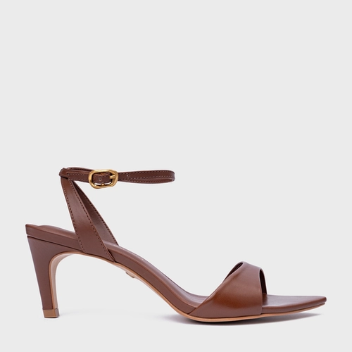 Sandália Everyday Salto Fino Couro Marrom Walnut