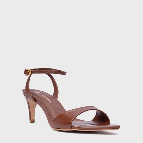 Sandália Everyday Salto Fino Couro Marrom Walnut