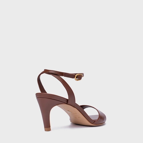 Sandália Everyday Salto Fino Couro Marrom Walnut
