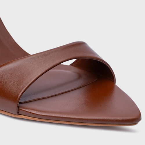 Sandália Everyday Salto Fino Couro Marrom Walnut