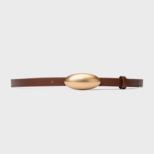 Cinto Gold Drop Fino Couro Marrom Walnut