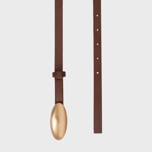Cinto Gold Drop Fino Couro Marrom Walnut
