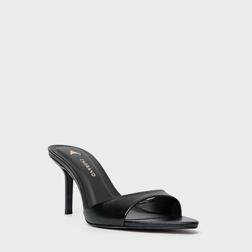 Open Mule Basic Salto Fino Couro Preto