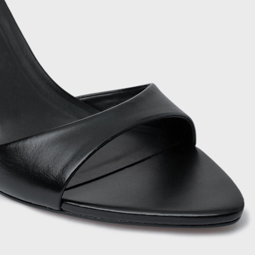Open Mule Basic Salto Fino Couro Preto