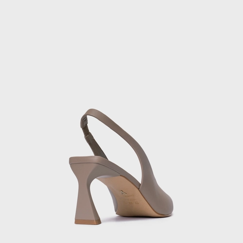 Scarpin Slingback Basic Salto Allure Médio Couro Bege Beaver