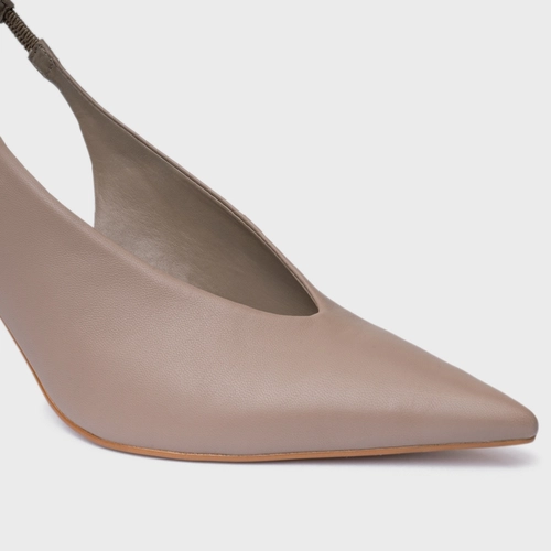 Scarpin Slingback Basic Salto Allure Médio Couro Bege Beaver
