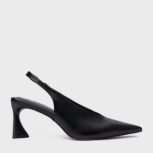 Scarpin Slingback Basic Salto Allure Médio Couro Preto