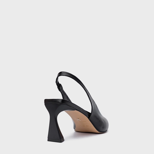 Scarpin Slingback Basic Salto Allure Médio Couro Preto