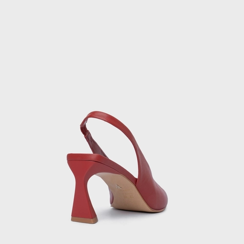Scarpin Slingback Basic Salto Allure Médio Couro Vermelho Spice