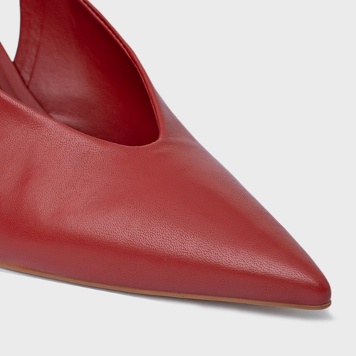 Scarpin Slingback Basic Salto Allure Médio Couro Vermelho Spice