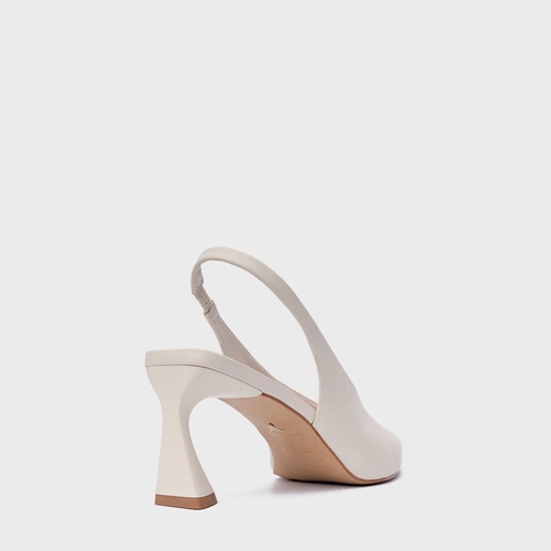 Scarpin Slingback Basic Salto Allure Médio Couro Off White Vanilla