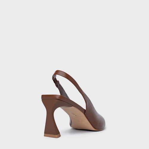 Scarpin Slingback Basic Salto Allure Médio Couro Marrom Walnut