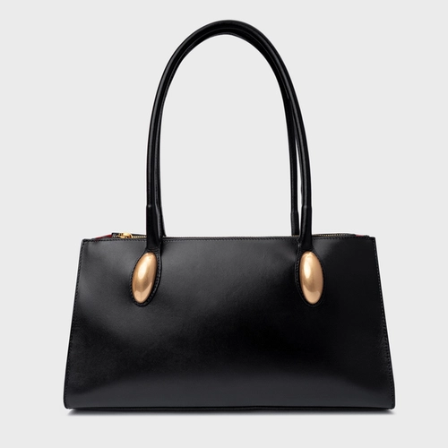 Bolsa Tote Gold Drop Grande Couro Preto