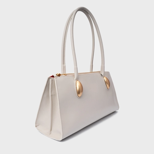 Bolsa Tote Gold Drop Grande Couro Off White Osso