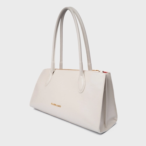 Bolsa Tote Gold Drop Grande Couro Off White Osso