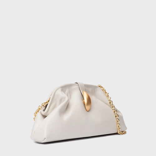 Bolsa Clutch Gold Drop Média Couro Off White Osso