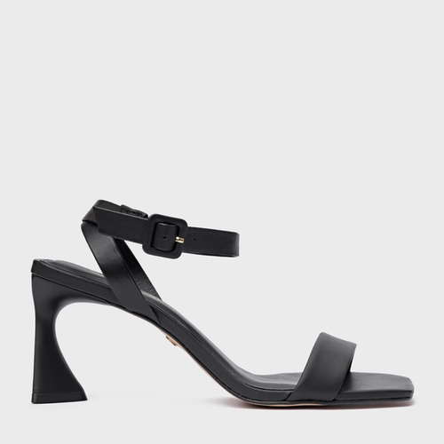 Sandália Basic Salto Allure Médio Couro Preto