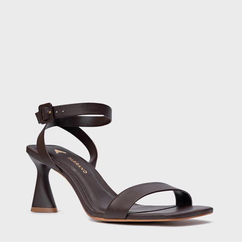 Sandália Basic Salto Allure Médio Couro Marrom Ganache