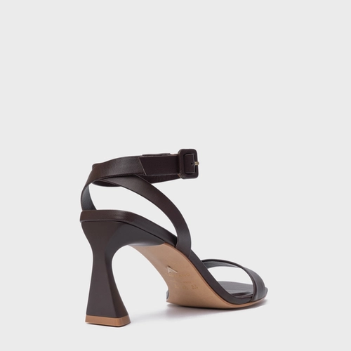 Sandália Basic Salto Allure Médio Couro Marrom Ganache