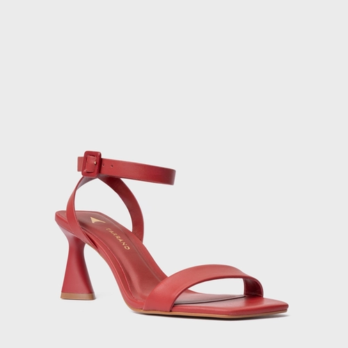 Sandália Basic Salto Allure Médio Couro Vermelho Spice