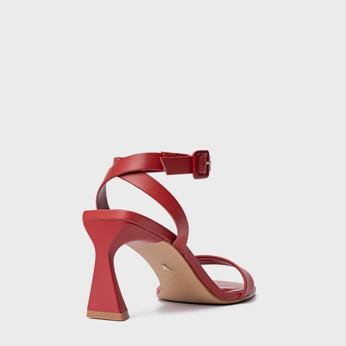 Sandália Basic Salto Allure Médio Couro Vermelho Spice