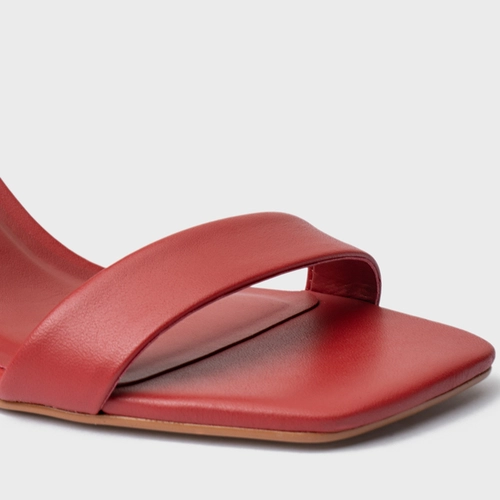 Sandália Basic Salto Allure Médio Couro Vermelho Spice