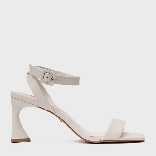Sandália Basic Salto Allure Médio Couro Off White Vanilla