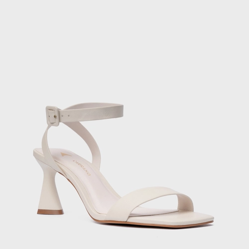 Sandália Basic Salto Allure Médio Couro Off White Vanilla