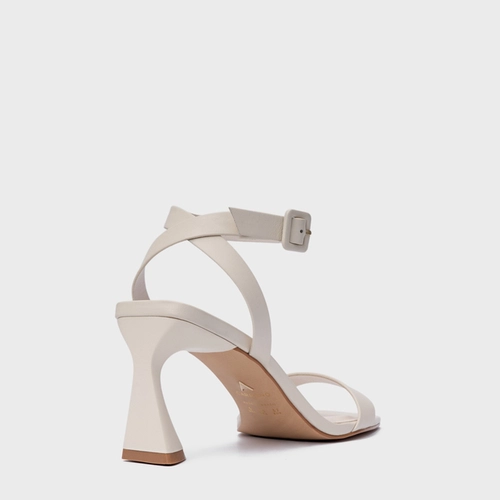 Sandália Basic Salto Allure Médio Couro Off White Vanilla