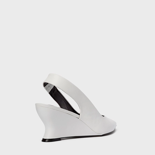Scarpin Slingback Anabela Slim Couro Branco Blanc