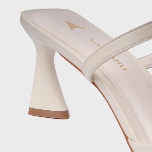 Scarpin Slingback Tiras Salto Allure Médio Couro Off White Vanilla