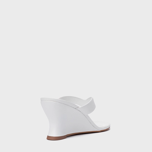 Open Mule Thong Anabela Slim Couro Branco Blanc