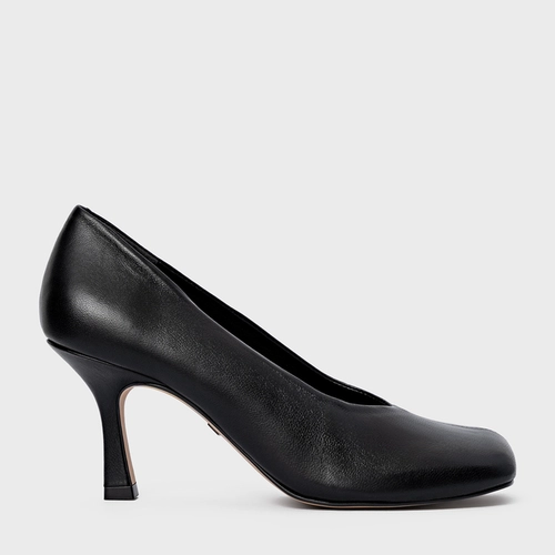 Scarpin Blown Salto Fino Couro Preto