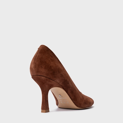 Scarpin Blown Salto Fino Couro Suede Marrom Walnut