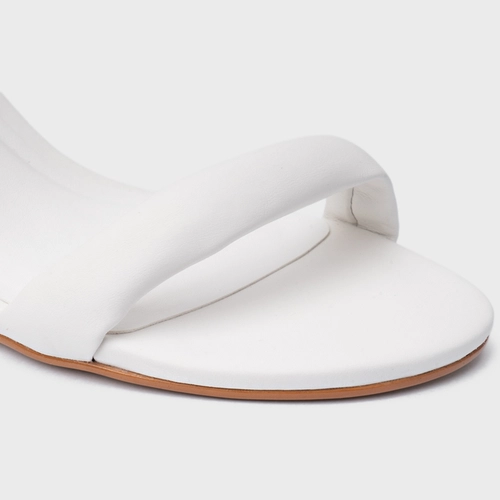 Sandália Anabela Slim Couro Branco Blanc