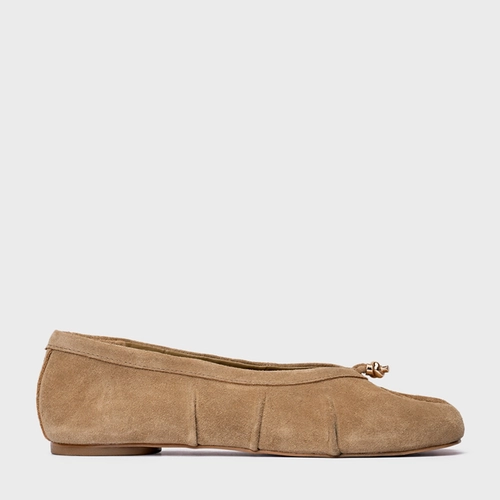 Sapatilha Tabi Couro Suede Bege Almond