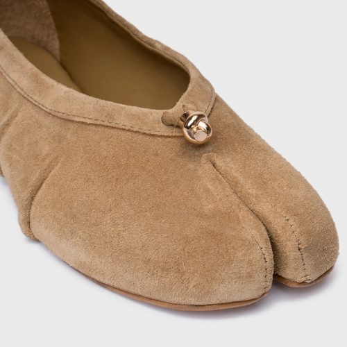 Sapatilha Tabi Couro Suede Bege Almond