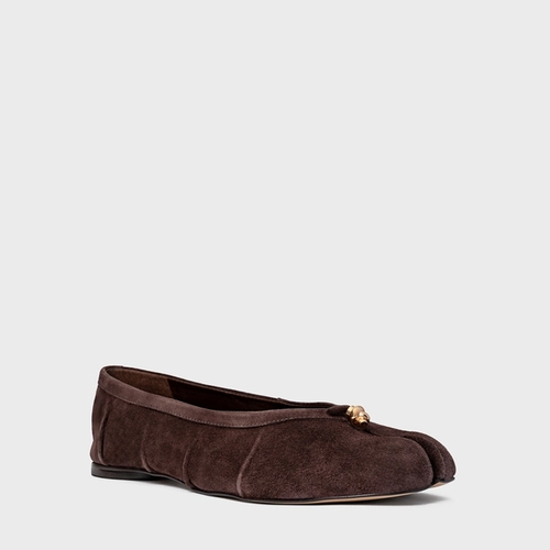 Sapatilha Tabi Couro Suede Marrom Ganache