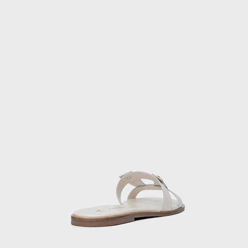 Rasteira Statement Studs Couro Off White Vanilla
